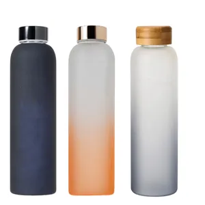 eco-friendly 2023 trend portable 750ml frosted glass water bottles bpa free accept private label