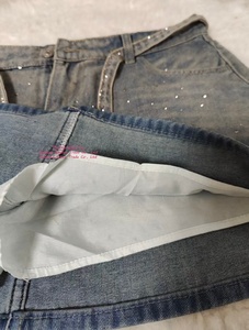 <span class=keywords><strong>Jupe</strong></span> <span class=keywords><strong>Courte</strong></span> en Jean Vintage Grande Taille à Perforations Chaudes, Taille Haute Amincissante, Coupe Trapèze pour <span class=keywords><strong>Femme</strong></span> - Product Image 5