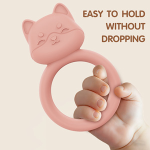 Silicone <b>Cat</b> <b>Ring</b> Teether For Babies 0-24 Months Soft Chew Toy With Texture Design Multicolor Options - Product Image 4