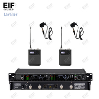 Sistema de Micrófonos Inalámbricos UHF de Doble Canal EIF Muses, Micrófonos de Mano, Sensor Infrarrojo, Control de Volumen y Silencio, Batería AA Negra