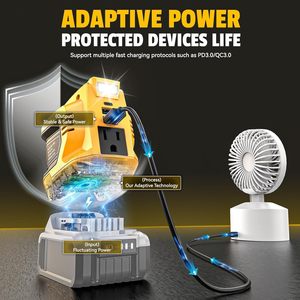 Inversor de Corriente Portátil de 200W para Batería de 20V DC, 20V AC, 110V, 1 Salida AC, 2 USB Tipo-C, Luz LED, Emergencia al Aire Libre - Product Image 4