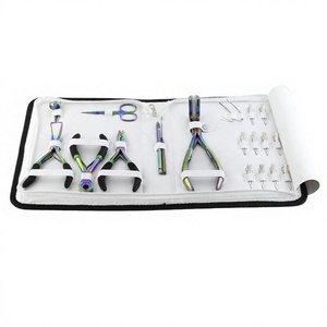 Kit de Herramientas Moderno y Elegante de 10 Piezas para Extensiones de Cabello de Acero: Alicates para Micro Anillos, Aguja de Tracción, Clips de Seccionamiento de Cabello, Alicates para Cuentas - Product Image 1