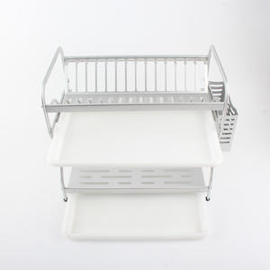 Escurridor de Platos de Aluminio de 2 Niveles Premium con Bandeja de Drenaje Extraíble y Portautensilios - Product Image 5