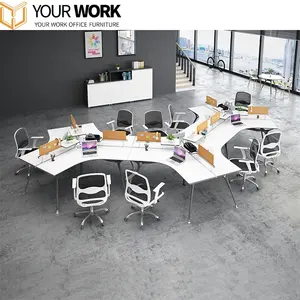 מודרני מודולרי משרד שולחן תחנת עבודה אלומיניום סגסוגת רגליים 120 תואר 3 6 9 12 מושבים אנשים שולחן פתוח צוות תחנות עבודה