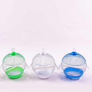 Portable Round Bird Cage with Top <b>Hook</b> & Removable Base Pink Metal Cage for Small Parakeets Budgies Canaries - Product Image 5