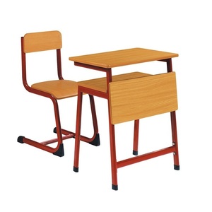 Modern Student <b>Desk</b> and Chair Set With Metal & Wooden Construction for School Use PT-109H Student <b>Desk</b> Single <b>Desk</b> and Chair Set - Product Image 4