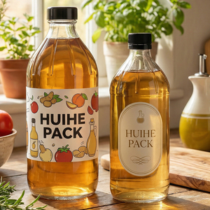 Botella de Vidrio Transparente Redonda Clásica de 500ml/990ml para Dispensar Vinagre y Aceite de Cocina, Venta al Por Mayor - Product Image 2