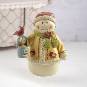 Bonhomme de neige en résine, 8 pouces, avec oiseau rouge et seau, pour cadeaux de famille, nouvelle collection, - Product Image 5