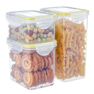 Aksesuarlar Pop tahıl temizle kuru Bpa ücretsiz plastik Pet hava geçirmez PP mutfak kutusu gıda saklama kabı kapaklı Set