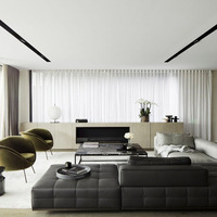 Diseño de Interiores de Arquitectura de Villa Moderna Minimalista en Blanco y Negro, Planos y Renderizado 3D, Consultoría Profunda