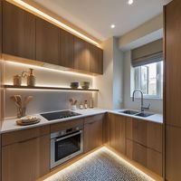 CBMmart Set dapur lengkap, lemari dapur MDF bentuk L dengan lampu LED untuk merakit ulang rumah