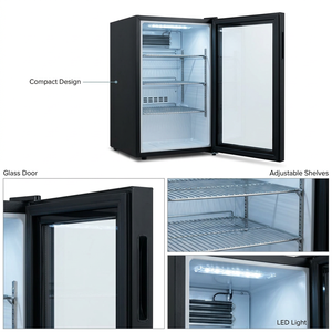 Réfrigérateur vertical mécanique 40L avec porte vitrée pour boissons, refroidissement par air, congélateur, refroidisseur de bière, vitrine de boissons - Product Image 3