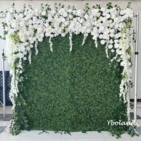 H127 Groene planten, witte hangende bloemen, gesimuleerde gecodeerde versterkte stof bloemenwand achtergrond bruiloftdecoraties