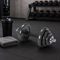 Ensemble d'haltères réglables en fonte, 20 kg, avec poignée antidérapante, pour entraînement de force à domicile, équipement de fitness