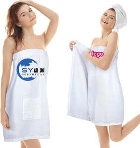 Peignoir de <span class=keywords><strong>spa</strong></span> gaufré personnalisé avec logo pour femmes, serviette professionnelle pour esthéticiennes, peignoirs faciaux pour la douche, la plage, le dortoir - Product Image 1