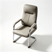 Chaise de bureau ergonomique à dossier haut, gris, rembourrée, avec accoudoirs rembourrés, base chromée, pour salle de réunion et visiteurs