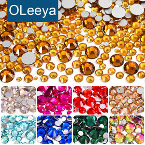 Perles en strass de verre de taille mixte en gros OLeeya Crystal 2028 FlatBack Non Hotfix pour la décoration des ongles - Product Image 1