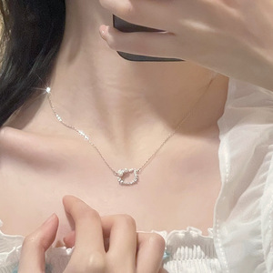Kitty Cat Pearl Necklace For Women Cartoon Clavicle Chain Gift 10cm Extended Chain - Product Image 1