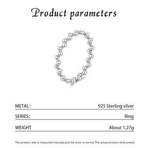 925 <b>Silver</b> Ball <b>Eternity</b> Band <b>Ring</b> Minimalist Unisex Everyday Wear Adjustable Polished Bead Chain <b>Ring</b> - Product Image 2
