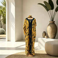Robe longue ample en coton à manches chauve-souris avec hijab, style kaftan africain grande taille pour femmes musulmanes, motif floral, patchwork, collection été – Offre spéciale