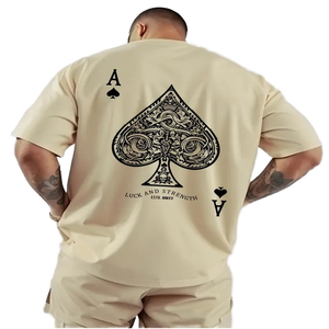 Camiseta Casual de Manga Corta para Hombre, Diseño Gráfico de As de Picas de Póker, Cuello Tejido, 100% Poliéster, Transpirable y de Secado Rápido, Venta al Por Mayor - Product Image 1