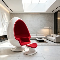 Fauteuil œuf moderne individuel en tissu et coque en fibre de verre pour salon, chambre, coin lecture, hôtel