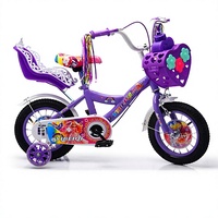 Vélo pour filles princesses, panier en forme de cœur et siège arrière mignons, vélo pour enfants à motifs de dessins animés pour petite fille