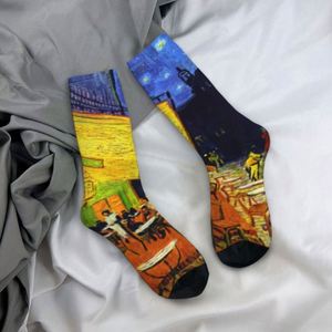 Calcetines Unisex con Estampado 3D de la Pintura Café en la Terraza Nocturna de <span class=keywords><strong>Vincent</strong></span> Van Gogh, Calcetines Personalizados, Antibacterianos, Cálidos, para Hombre, ODM - Product Image 4