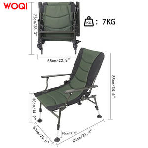 Chaise pliante d'extérieur Woqi en aluminium réglable pour le camping et la pêche, vert olive, hauteur 80 cm, portable et légère - Product Image 1