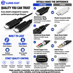 LUNG KAY 100W <b>USB</b>-<b>C</b> to <b>USB</b>-<b>C</b> Cable 5Gbps <b>USB</b> 3.1 Gen 1 Full Function PD Fast Charging PVC Cord for Laptop MacBook iPad - Product Image 2