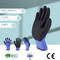 Finition en latex noir enduit travail sécurité industrielle enduit 15g Nylon travail sableux nitrile gants gants de travail de construction