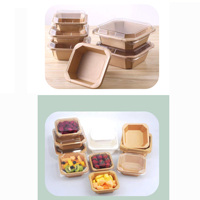 Boîte alimentaire octogonale jetable en papier pour salade à emporter avec couvercle transparent en PET