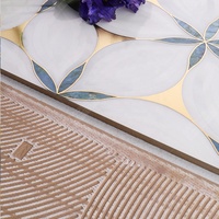Modern Mewah 200X200Mm Pola Bunga Porselen Anti-Slip Tahan Air Kamar Mandi Restoran Backsplash Dapur Dinding dan Ubin Lantai
