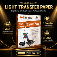 Papier transfert jet d'encre A4 en gros pour tissus en coton clairs, t-shirts, sacs, impression personnalisée DIY