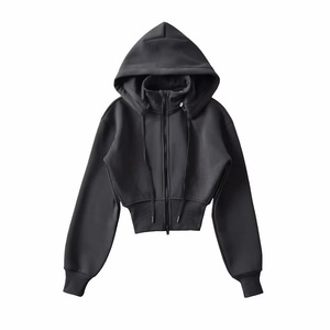 100% <span class=keywords><strong>felpa</strong></span> da <span class=keywords><strong>donna</strong></span> in puro cotone a <span class=keywords><strong>maniche</strong></span> <span class=keywords><strong>corte</strong></span> a vita stretta personalizzabile <span class=keywords><strong>felpa</strong></span> con cappuccio staccabile - Product Image 5