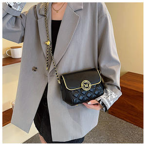 2025 nouveauté treillis motif femmes sac de luxe en cuir mat petit carré épaule sac à bandoulière dames travail bureau - Product Image 2