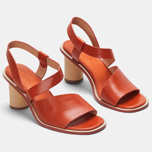 Premium OEM produttore arancione Slip on Open Toe Block <span class=keywords><strong>tacco</strong></span> in legno donna sandalo con <span class=keywords><strong>tacco</strong></span> alto - Product Image 2