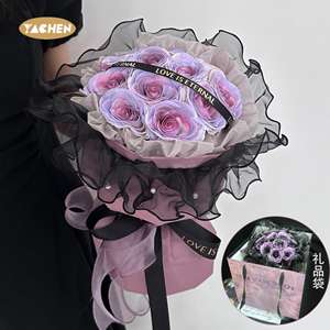 YACHEN Bouquet de roses lumineuses LED Fleurs artificielles rougeoyantes Cadeau de Saint-Valentin pour fête des mères Centres de table de mariage Décoration de fête - Product Image 5