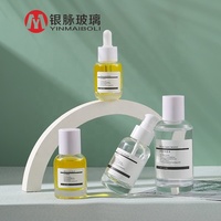Neues Design 30ml Luxus Kosmetik glas ätherisches Öl Tropf flasche Hautpflege Serum anpassbare Verpackung mit weißer Pipette