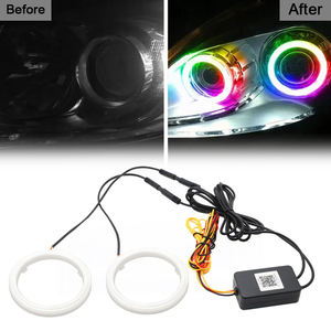 Anneaux universels RGB Angel Eyes Halo Rings Cotton Lights 1/2/4 anneaux 12-24V pour moto, voiture, scooter, phare DRL, contrôle par application Bluetooth - Product Image 1