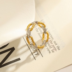 Stainless Steel <b>Ring</b> Geometric Shape Gold Plated Two Tone Unisex Fashion Jewelry Gift YR21 - Product Image 3