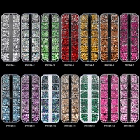 Décorations pour ongles en verre, à fond plat, 12 grilles, mélange de strass, couleurs AB, diamant, 3D, accessoires de manucure, bricolage