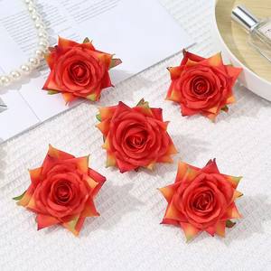 9cmの人工ベルベットローズヘッドフラワー、人工ローズフラワー、プリザーブドレッドベルベットローズヘッド、結婚式や家の装飾に - Product Image 6