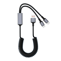 Kabel USB-C Type-C Coiled Spring 1.8m Grosir Pabrik, Pengisian Cepat PD100W, Bahan TPU, Transmisi Data untuk iPhone 17 Mobil