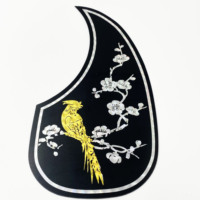 Protector de Guitarra Acústica con Diseño de Flor Negra y Plateada, Forma de Gota de Agua, Antiarañazos, para Guitarras de 40 y 41 Pulgadas