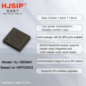 HJSIP HJ-380IMH NRF52832 5.5*6mm modulo Bluetooth BLE5.1 Include UART porta trasmissione trasparente IOT