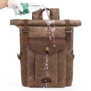 Waxed <strong>Canvas</strong> Vintage Rolltop Travel Backpack for Men Women Water Resistant Carry on Casual High Quality <strong>Back</strong> <strong>Pack</strong> - Product Image 6