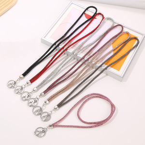 Creative Multicolor Sparkling Diamond Hanging Lanyard Rope Crystal Zircon Hanging Rope for Id Card Phone Hanging Work Tag