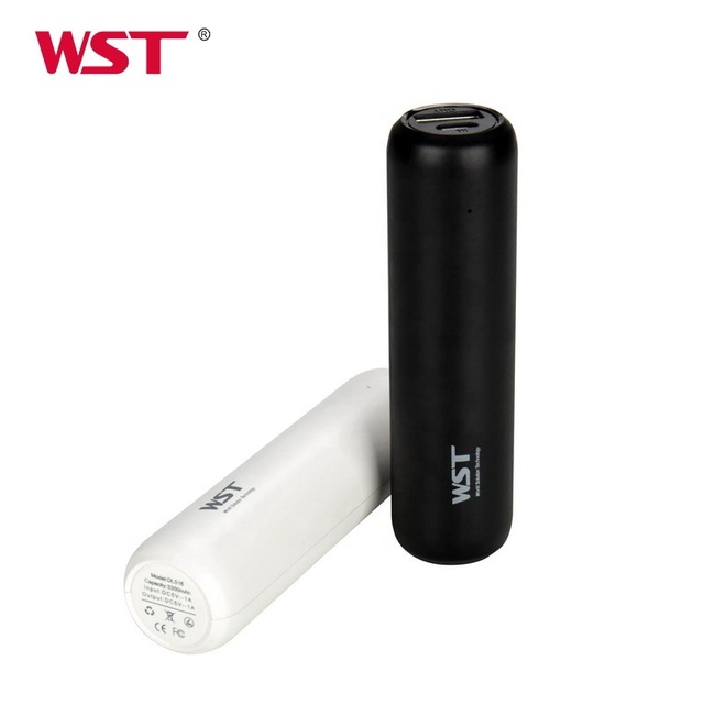 WST Cost-effective Exquisite Cylindrical Mini Design Power Bank Portable Lithium Battery 3350mah Small Power Banks Mobile Phone