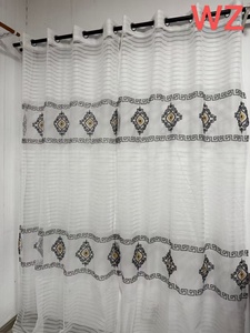 Tissu de rideau transparent en <span class=keywords><strong>lin</strong></span> de polyester 100% populaire Voile tissé respirant de conception brodée - Product Image 2